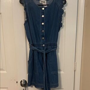 Dark Blue Denim Tie-Waist Romper